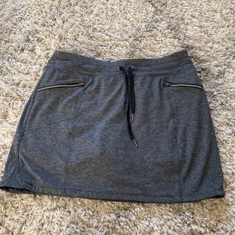 Tangerine Charcoal Gray Heather Active Skort Large Drawstring Zip Pockets Golf